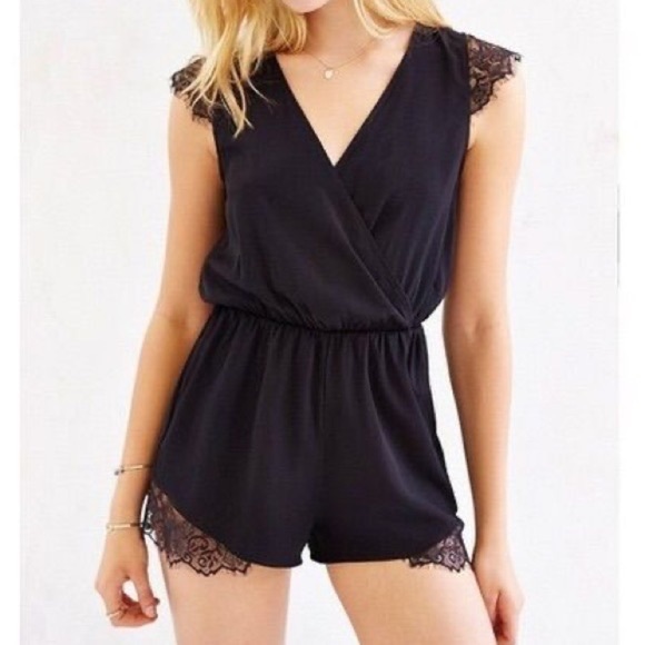 Urban Outfitters Pants - Urban Outfitters Kimchi Blue Romper Black Lace lightweight summer one piece Med